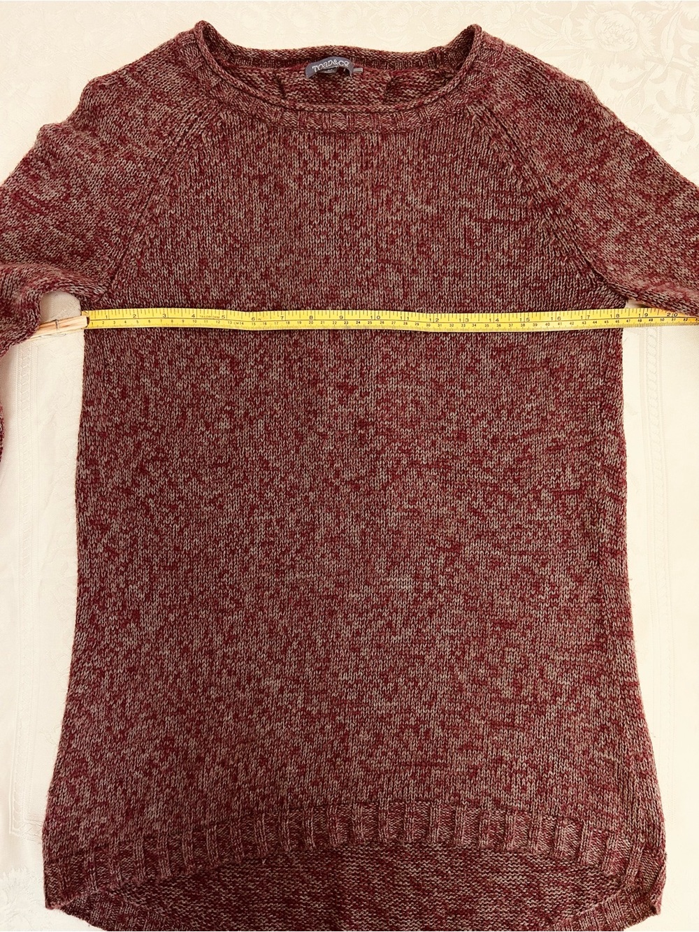 Toad & Co “Marlevelous Pullover” 100% Merino Wool Burgundy Marl Sweater Medium - Picture 6 of 13